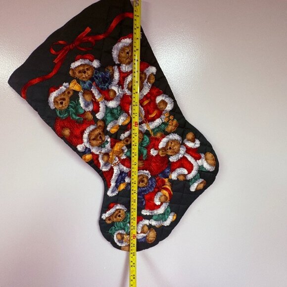 Vintage Quilted Christmas Stocking Large 21” Teddy Snowman Reversible - Picture 4 of 7